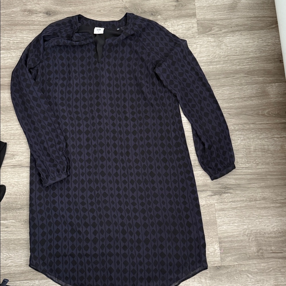CAbi Navy and Black Geometric Dress